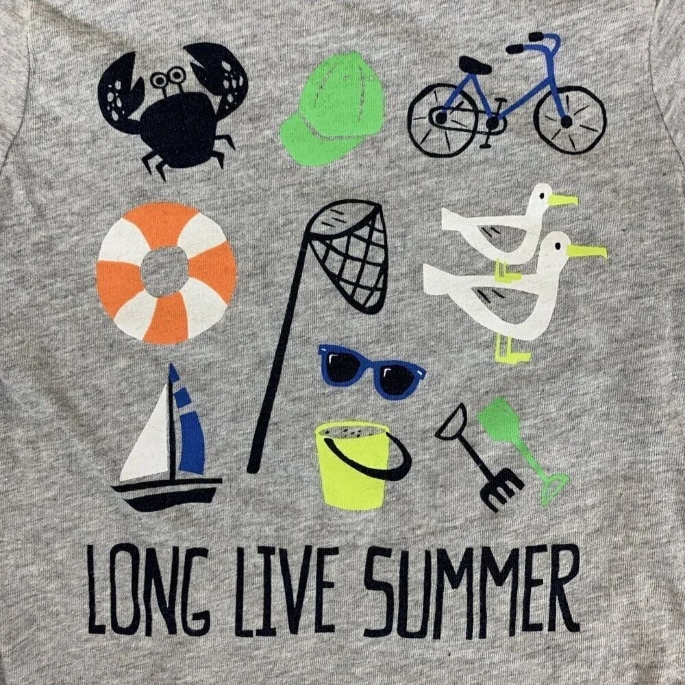 Gymboree Short Sleeve T Shirt Gray Long Live Summer Beach Baby Boys 6-12 Months